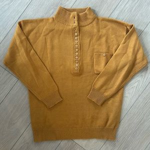Vintage Oversized 1/4 Button Henley Sweater in Golden Saffron
